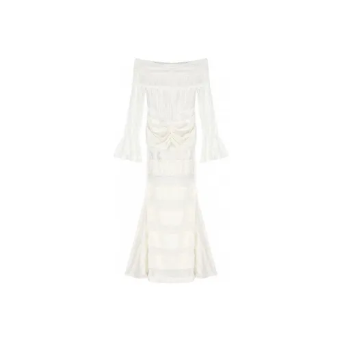 POPO.INFO Длинное платье с длинными рукавами женское абрикосового цвета