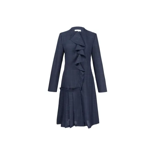 SUNDAY LIFE Длинное платье с длинными рукавами женское синее