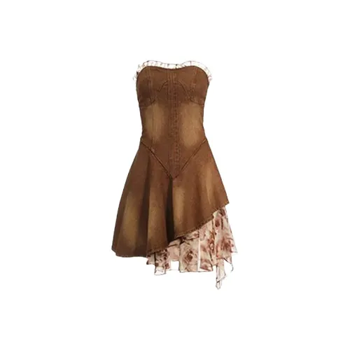 TUSHIFEI Без рукавов Платье Женское Коричневое