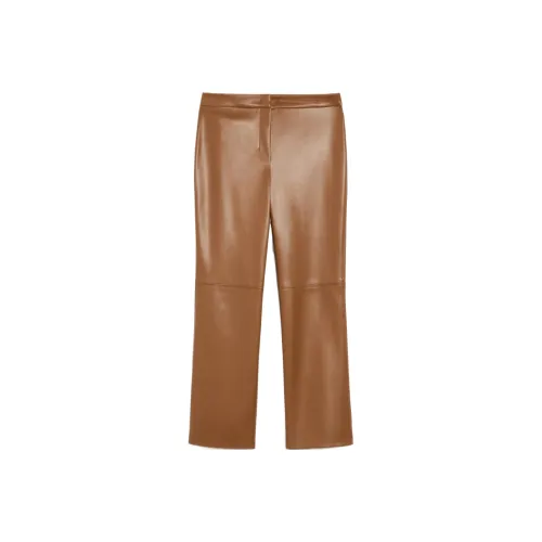 MaxMara Кожаные брюки женские коричневые
