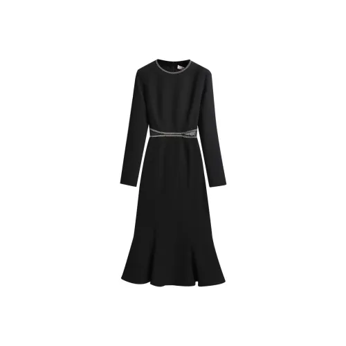 Silky Queen Длинное платье с длинными рукавами женское черное