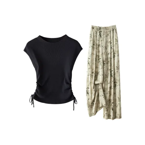 Cypress House Повседневный костюм женский черный + зеленый бамбук