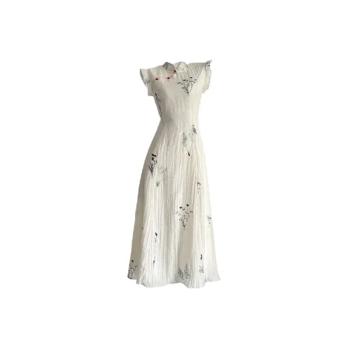 SKYA Без рукавов Платье Женское Абрикосовое