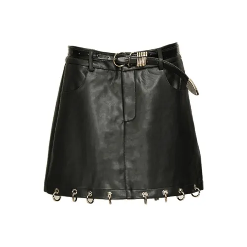MYMIX Кожаные короткие юбки Женские Черный