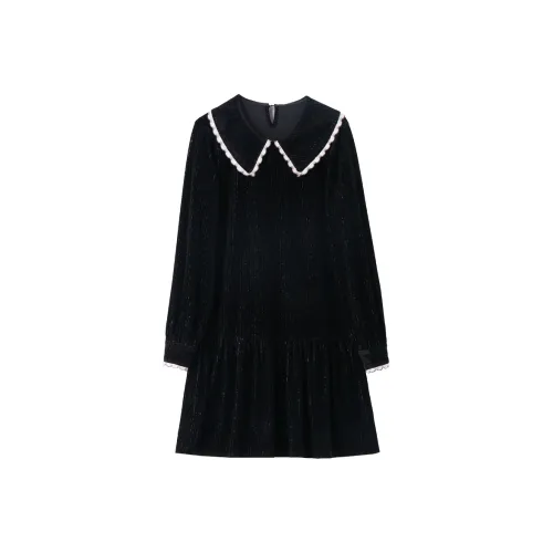 Fele.d Длинное платье с длинными рукавами женское черное