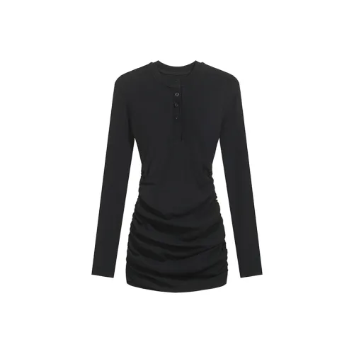 ABBY GODDESS Длинное платье с длинными рукавами женское черное