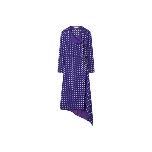 TORY BURCH Длинное платье с длинными рукавами женское синее