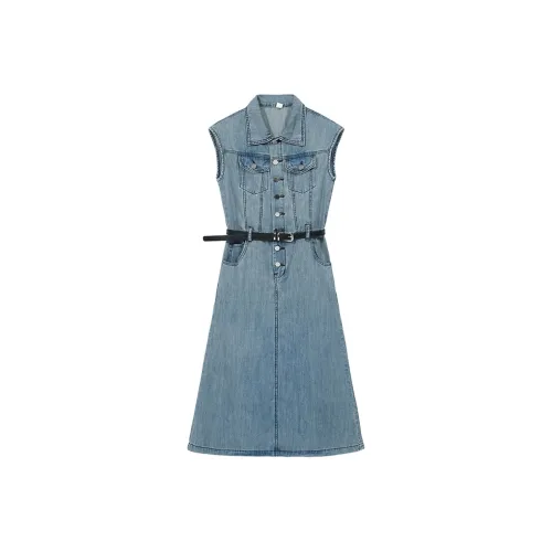 BIFH Без рукавов Платье Женское Синее