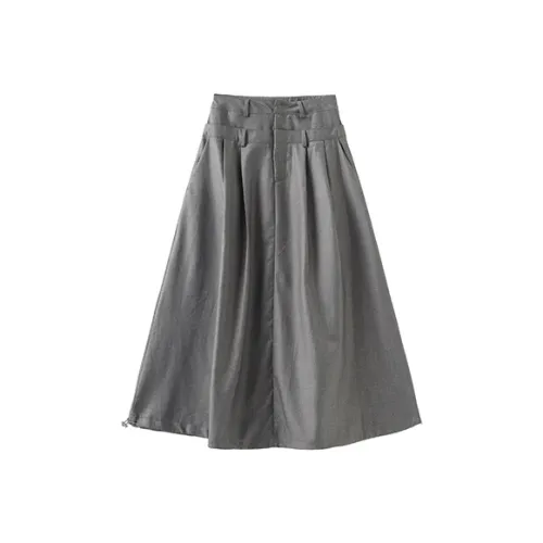 CUBIC Повседневный Длинный Юбка Женская Серого цвета