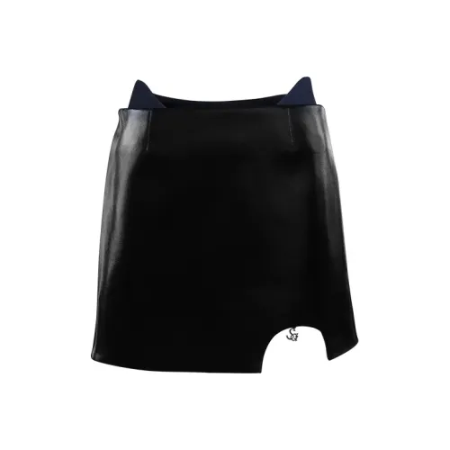 SIQIZ Черная Женская Повседневная Короткая Юбка
