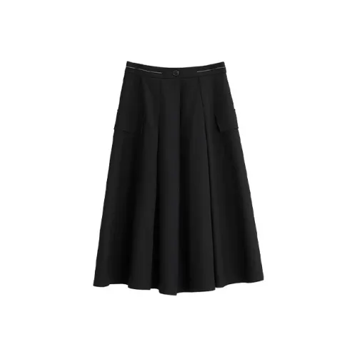 ELLE Повседневный Длинный Юбка Женская Черная