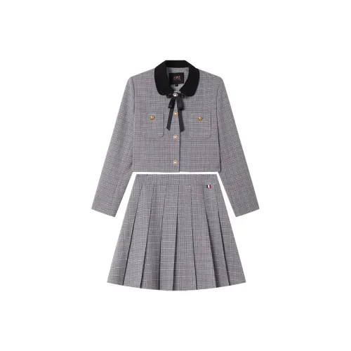 LOUISY AO Комплект с юбкой Женская Серая Клетка