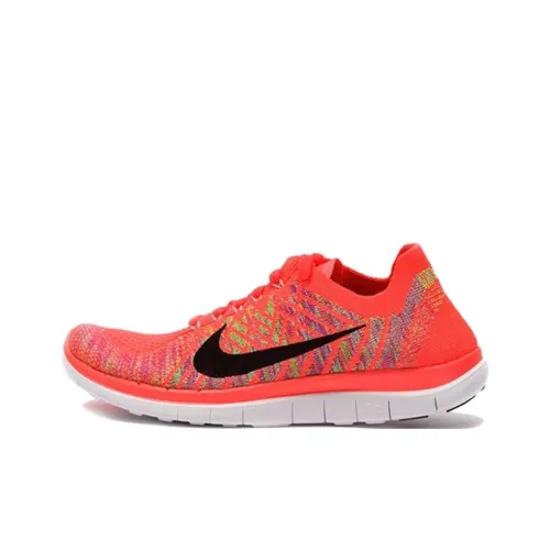 Nike Free 4,0 Slip-resistant Abrasion-resistant Low Top Беговые кроссовки Женские Оранжевый Красный