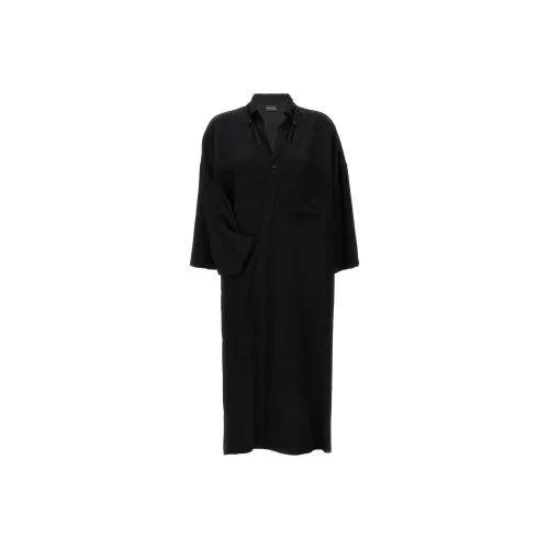 BALENCIAGA Черное Женское Длинное Платье с Рукавами