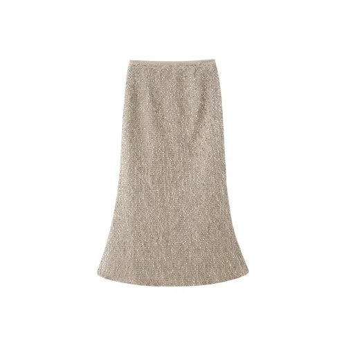 Luqingyi Бахрома Блестки Женские Повседневные Длинные Юбки