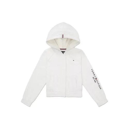 Tommy Hilfiger Логотип Толстовка Топы Светлый Серый Вереск Куртки Пальто Детский Белый