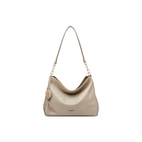 NAVIGARE Коровья кожа Плечевая сумка Стандартная Женская Коричневый Серый