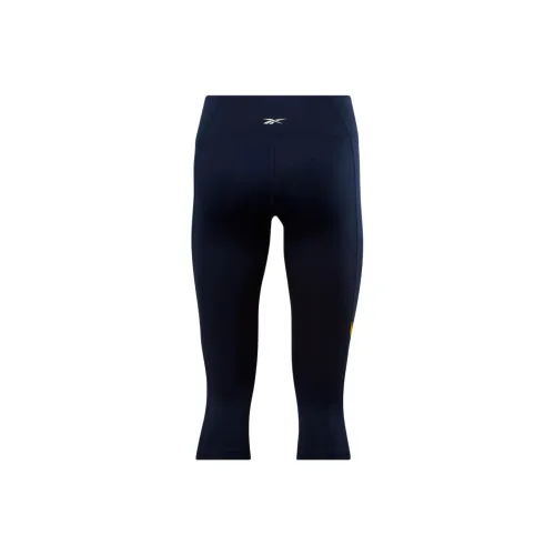 Reebok WOR Сетка Capri Leggings Спортивные Брюки Женские Морской Синий