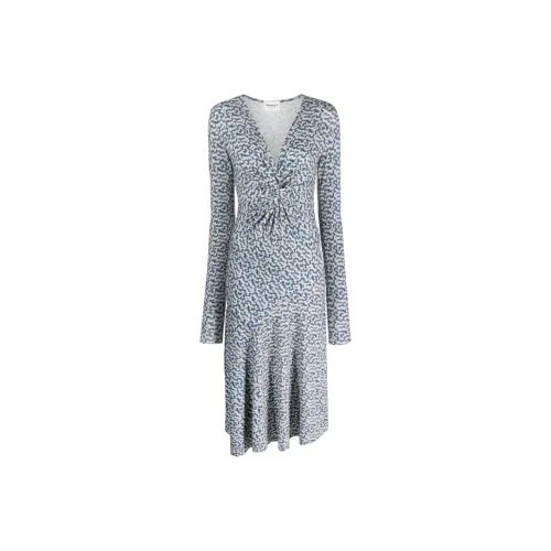 ISABEL MARANT ETOILE Длинное платье с длинными рукавами женское синее