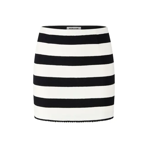 HERLIAN Повседневные короткие юбки женские черно-белые полосы