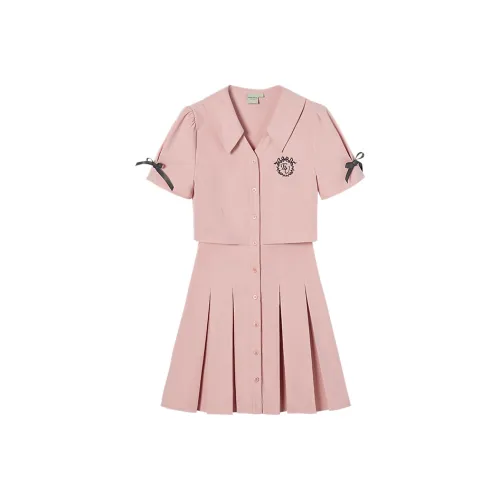 EPTISON WOMAN Розовый Женские Короткие Платья с Рукавами