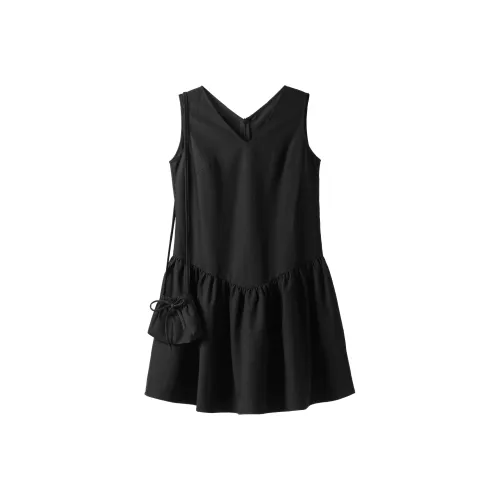 Fstudio Корейский стиль Маленький V-образный вырез Элегантный Однотонный Без рукавов Платье Женское