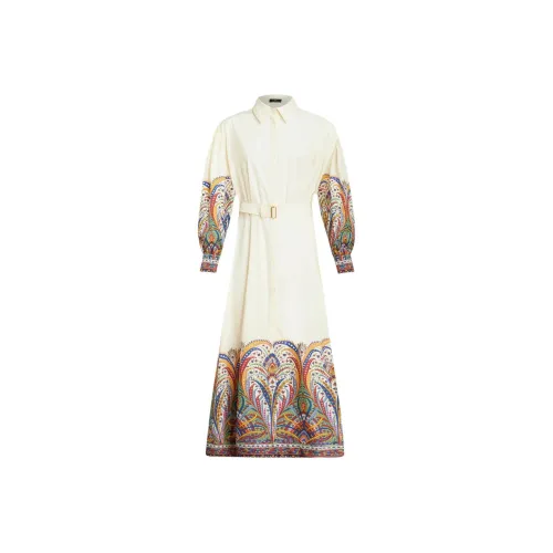 ETRO Белое Женское Длинное Платье с Рукавами