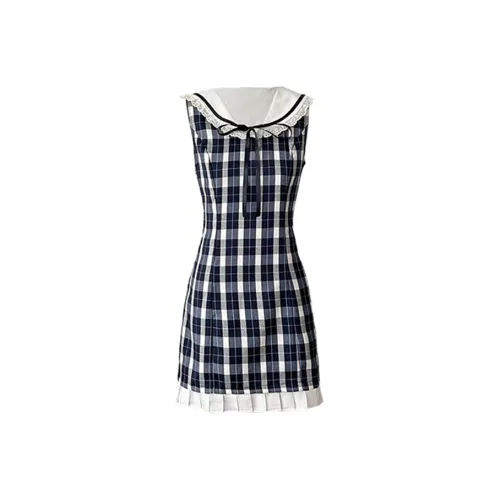 COVT Без рукавов Платье Женское Черно-белая Клетка
