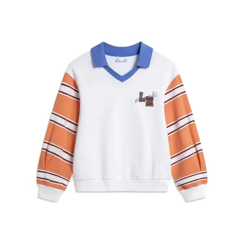 LINING YOUNG Спортивная серия Trends Стандартный белый Сладкий апельсиновый цвет Барная стойка Детский Толстовки