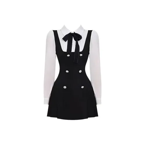 PUREIDOL Длинное платье с длинными рукавами женское черное