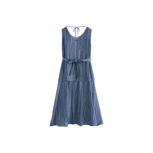 Initial Language Без рукавов Платье Женское Tie Dye Синий