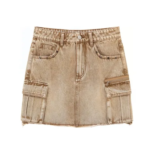 CHUU Песочный коричневый Женские Повседневные короткие юбки