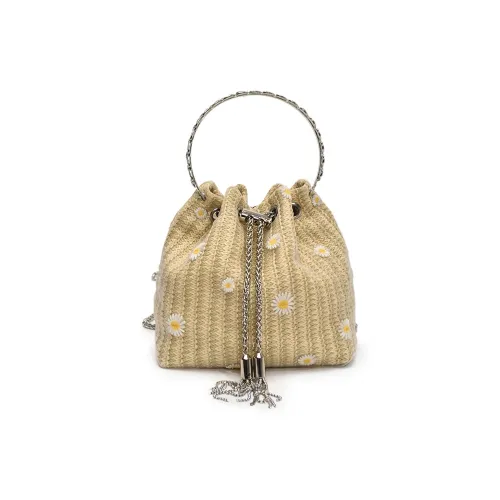 WXRX Плетеная соломенная ведрообразная сумка через плечо стандартная женская цвета хаки экрю