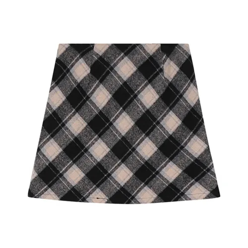 Ice Cream And Whale Повседневные короткие юбки Женские Черная клетка