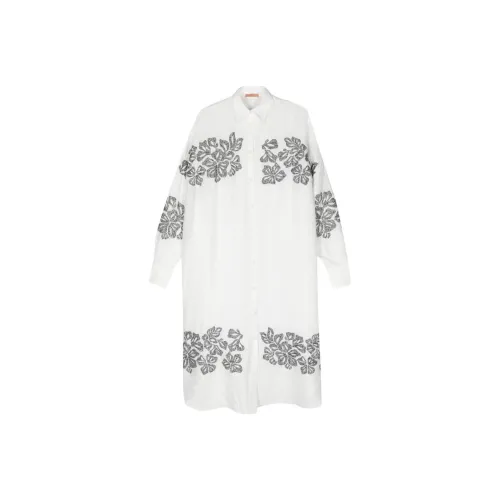 ERMANNO SCERVINO SS24 Длинное платье с длинными рукавами женское белое