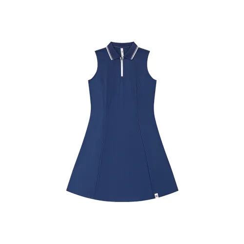 QIAODAN Без рукавов Платье Женское Сатиновое Blue Ribbon