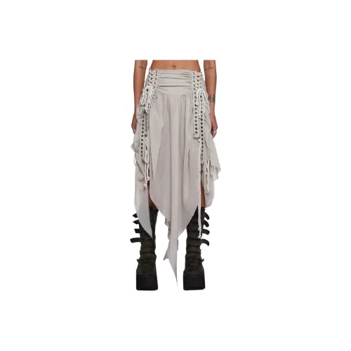 Dolls Kill DARKER WAVS Frequency Асимметричный Ruched Юбка Повседневный Длинный Юбка Женские Песочный Песочный