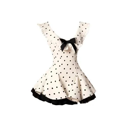 IQC Без рукавов Платье Женское с гороховым узором