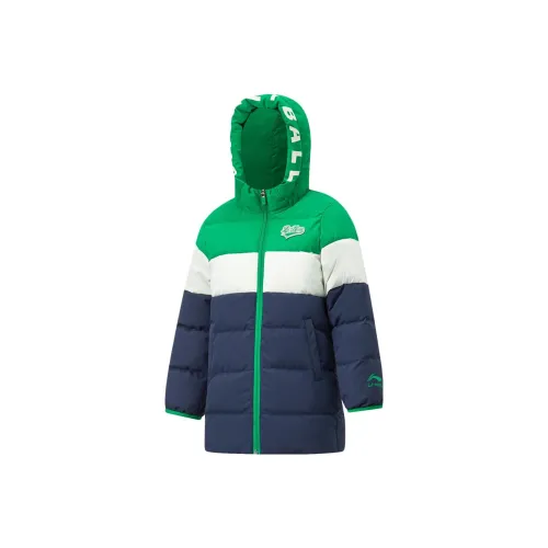 LINING YOUNG Пуховик Sports Life Collection Изумрудно-зеленый Wave Синий Deep Ship Синий Детский