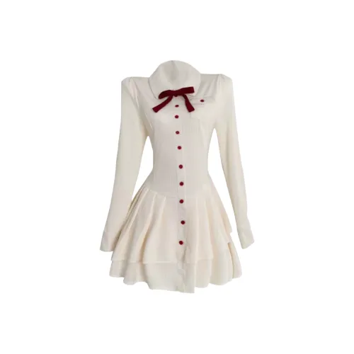 Incolore Длинное платье с длинными рукавами цвет белый