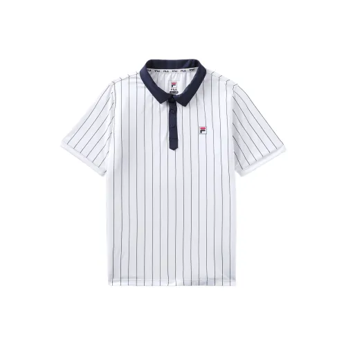 FILA Выступление Белый Морской синий Детские дошкольные рубашки