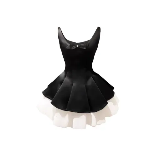 WOVLAS Без рукавов Платье Женское Черное