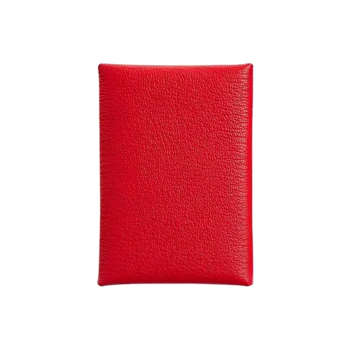 HERMES Calvi Duo Mysore Шевро Картхолдер Женский Красный