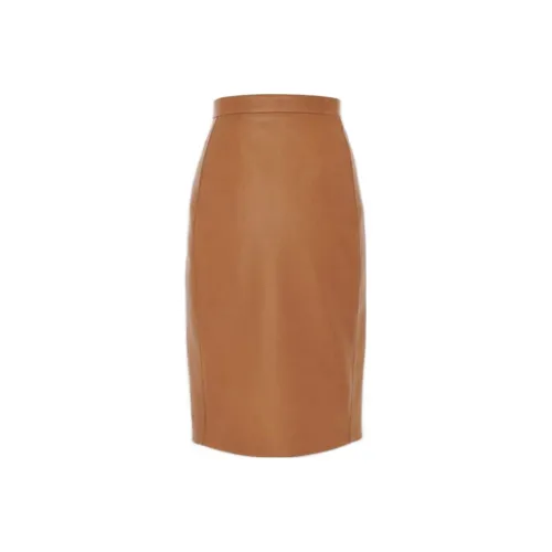 SAINT LAURENT FW23 Кожаные короткие юбки Женские Каменный сахар Каштановый