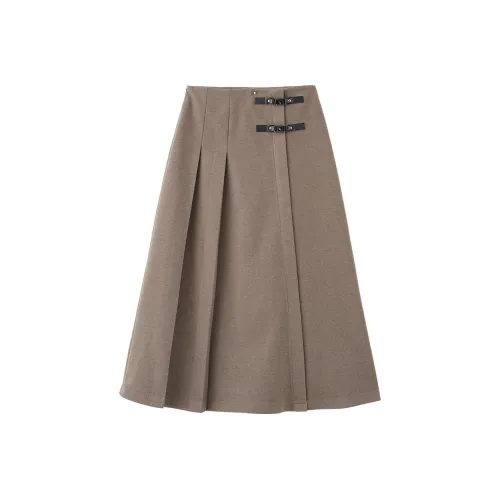 OUNIXUE Повседневный Длинный Юбка Женские Тауповый