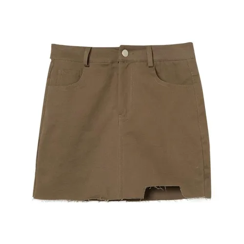 YITOUAGUA Светло-коричневый женские повседневные короткие юбки