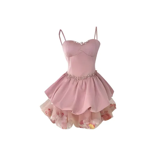 OSQ Без рукавов Платье Женское Розовое