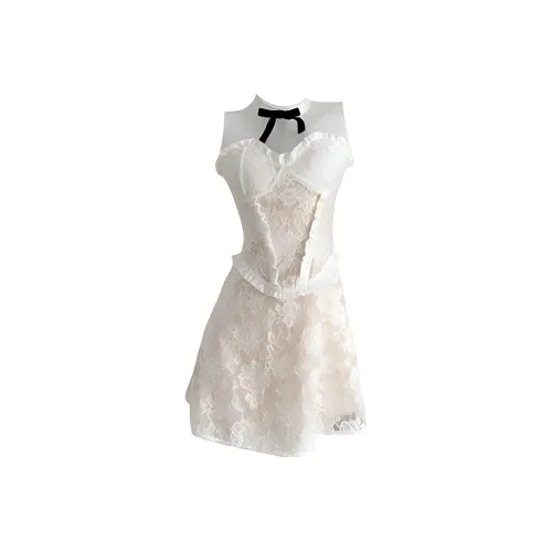 SECFLY OFFICIAL Без рукавов Платье Женское Айвори