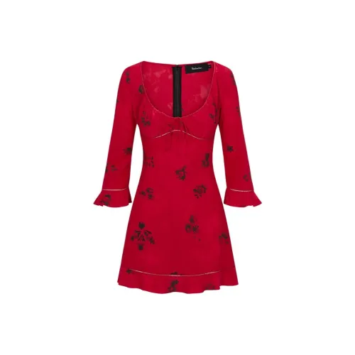 Realisation Par SS24 The Sofia Длинное платье с длинными рукавами женское Passion Intense красный