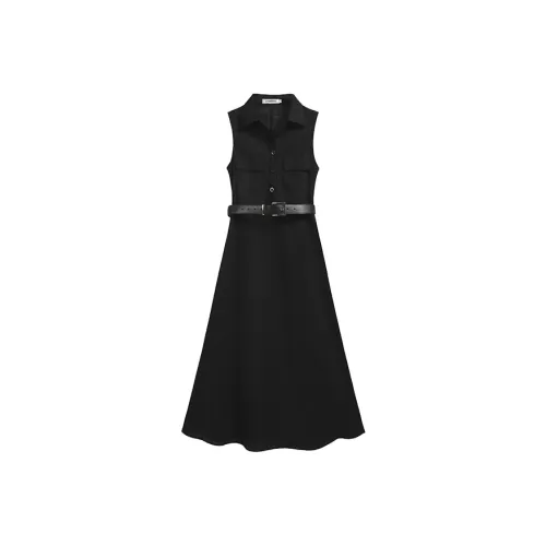 Frustration Garden Без рукавов Платье Женское Черное
